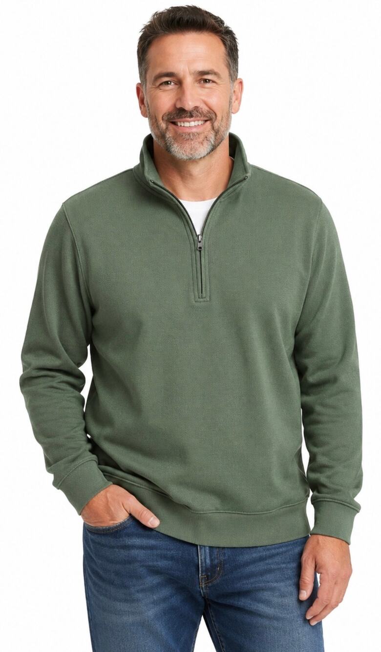 J. Crew Authentic Fleece 1/4 Zip Pullover Green Sweatshirt Sweater Men's Sz L